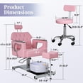 thumbnail image 3 of Pedicure Chair No Plumbing, 360° Swivel Hydraulic Adjustable Reclining Station with Massage Foot Bath & Footrest for Nail Tech, Spa, Salon (Pink), 3 of 9
