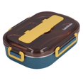thumbnail image 2 of Stainless Steel Lunch Box, Humanized Design Grid Lunch Box Keep Warm  For Office For School Blue And Yellow Four Grids Single Lunch Box, 2 of 8