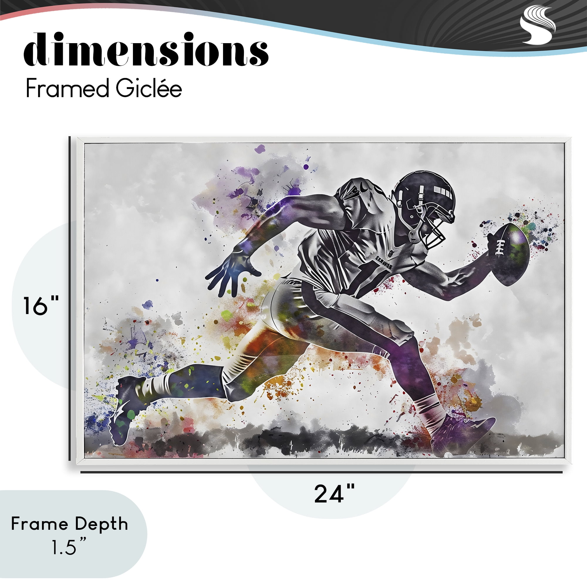 Stupell Industries Endurance Football Sprint White Framed Giclee Art, design by Creative Studio