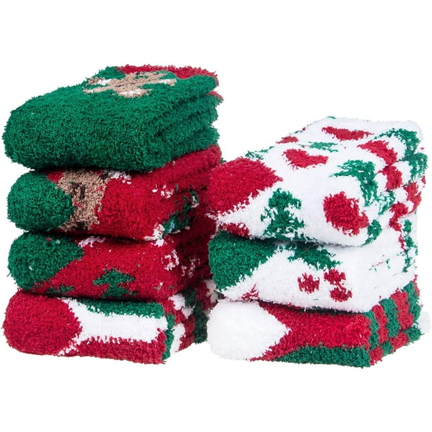 5 Pairs Fuzzy Socks for Women Warm Cozy Slipper Socks Casual Microfiber  Fluffy Socks Christmas Gifts Home Sleeping Socks 