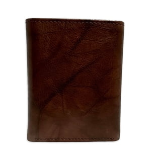 George Flip ID Crunch Trifold Leather Wallet, Brown