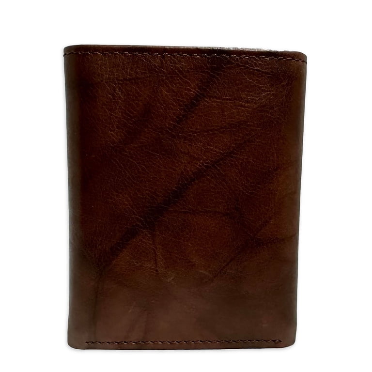 George Flip ID Crunch Trifold Leather Wallet, Brown photo 1