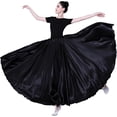 thumbnail image 1 of Falda larga de satén con círculo completo hasta el tobillo para mujer, disfraz de danza del vientre para el espectáculo, 1 of 3