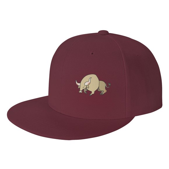 ZICANCN Cartoon Bull Baseball Caps, Trucker Hats for Men And Women, Adjustable Breathable Flat Caps, Dark Red