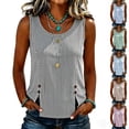 thumbnail image 2 of Split hem Striped Tank Tops for Women Loose Crew Neck Sleeveless Summer Business Casual Shirts Dressy Blouses, 2 of 6