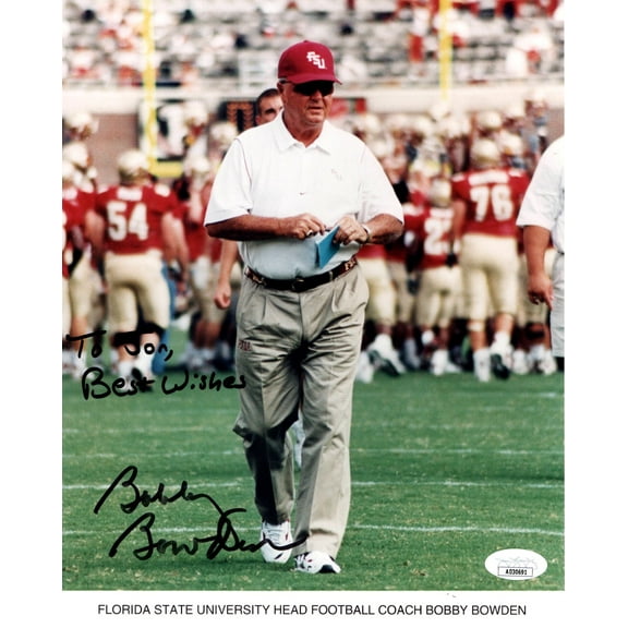 Bobby Bowden Signed Autographed 8X10 Photo Florida State Coach NCAA JSA AD30691