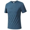 thumbnail image 4 of Vibrex Men's Crew Neck Printed Short Sleeve Athletic Quick-Dry T-Shirt - Moisture-Wicking Fabric, Casual & Sports Wear for Summer, Gym, Running, Outdoor Activities,Navy_M, 4 of 5