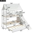 thumbnail image 6 of Bellemave House Bunk Bed with Trundle and Slide, Wood Twin Over Twin Bunk Beds with Storage Staircase, House Bunk Bed with Roof and Window Design for Teen（White), 6 of 9