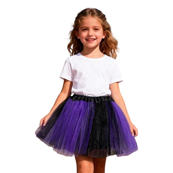 ZHOUCHANKIDS 4 Layers Tutu for Toddler Girls Kids Carnival Princess Puffy Tulle Dance Skirt Birthday Party Purple 3-8Years
