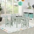 thumbnail image 5 of eHemco Solid Hard Wood Kids Table and X-Back Chairs Set (4 Chairs Included), Sage Green, 5 Piece Set, 5 of 6