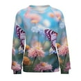 thumbnail image 7 of Watercolor Wildflowers Women's Floral Printed Sweatshirt Long Sleeve Crewneck Casual Loose Vintage Graphic Pullover Tops, 7 of 7