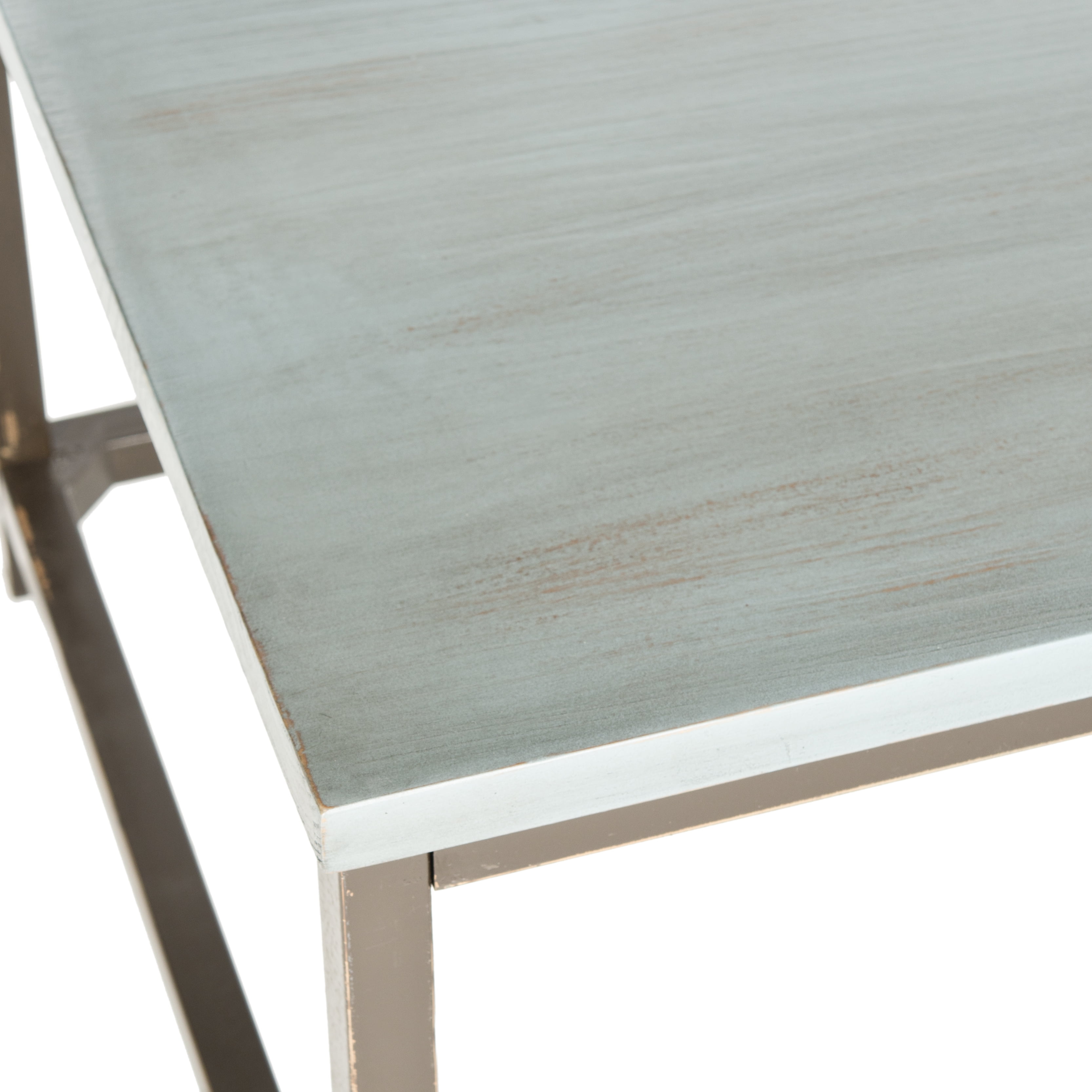 SAFAVIEH Alec Industrial Rustic Coffee Table, Barn Blue