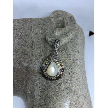 Vintage Real Crystal and Genuine Mother of Pearl 925 Sterling Silver dangle earrings