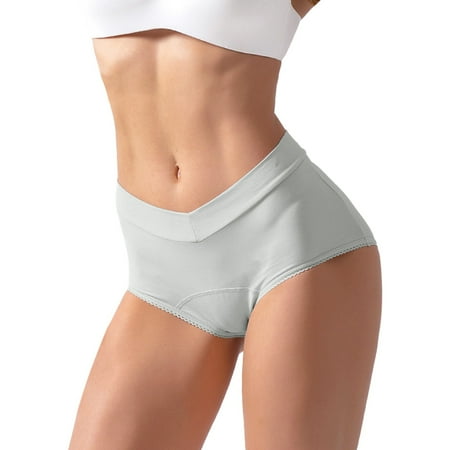 

ZMHEGW 6 Packs Underwear Women Comfortful V Shaped High Waist Plus Size Leakproof Panties