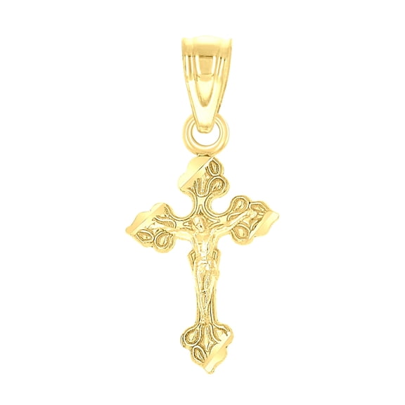 10k Yellow Gold Unisex Crucifix Cross Religious Gift Charm Pendant