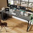 thumbnail image 6 of Computer Desk, 70 Inch Office Desk, Gaming Desk with Storage, Writing Desk Work Desk for Home Office, Study, Long Simple Desk, Large Legroom, Metal Frame, Grey, 6 of 17