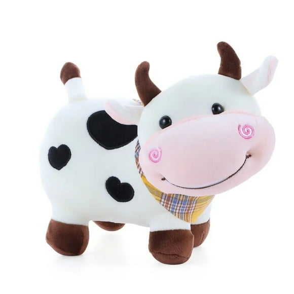 Cute Cartoon Little Color Cow Doll 28cm Super Soft Calf Plush Toy with Scarf Kawaii Bull Doll Great Gifts white