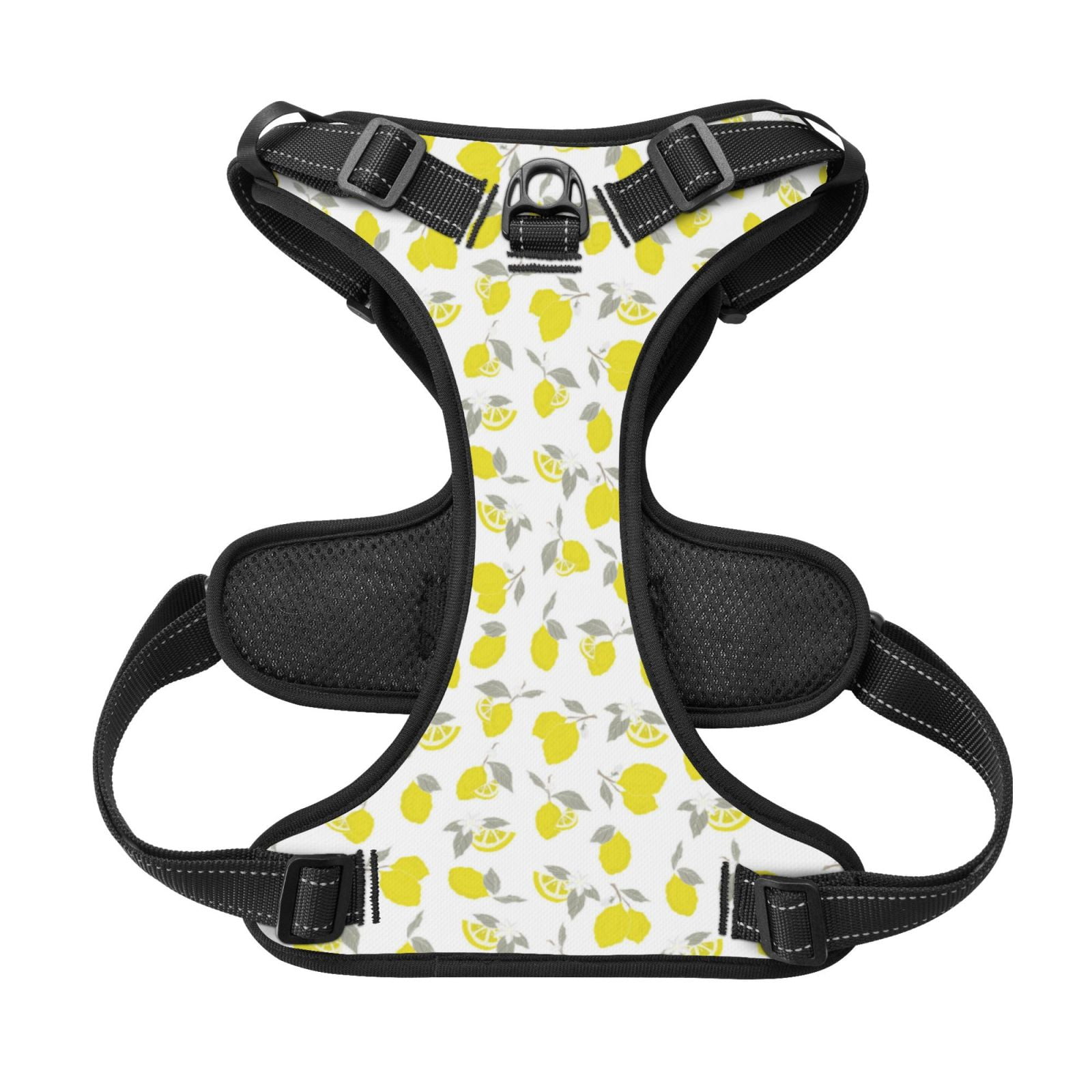 Kdxio Yellow Lemon Leaves Print No Pull Dog Harness Adjustable Reflective Oxford Easy Control Medium Large Dog Harness for Training and Everyday-Small