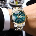 thumbnail image 4 of Reloj de Cuarzo de Negocios de Moda para Hombre, Esfera Azul con Correa Dorada, Correa de Eslabones de Acero Inoxidable, Reloj de Pulsera con Fecha Resistente Al Agua de 30 M, 4 of 4
