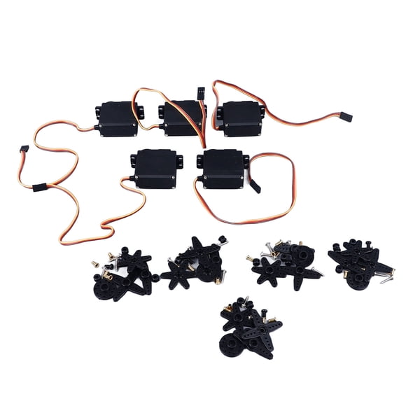 Plastic Gear Servo Motor, 180 Degree Angle Servo Motor Kit 5 Sets 3-7.2V for Bipedal Robots