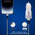 thumbnail image 5 of Car Charger,iPhone Car Charger Adapter with iPhone Charger Cable 10ft HAOANO 3.4A Dual Port USB Car Charger for iPhone Fast Charging Cable Cigarette Lighter Socket Adapter Compatible for iPhone, 5 of 7