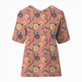 thumbnail image 5 of TOWMUS Womens Summer Blouses Women's Summer Lapel Print Cotton and Linen Top Shirts for Women Linen Floral Blouse Pink, 5 of 5