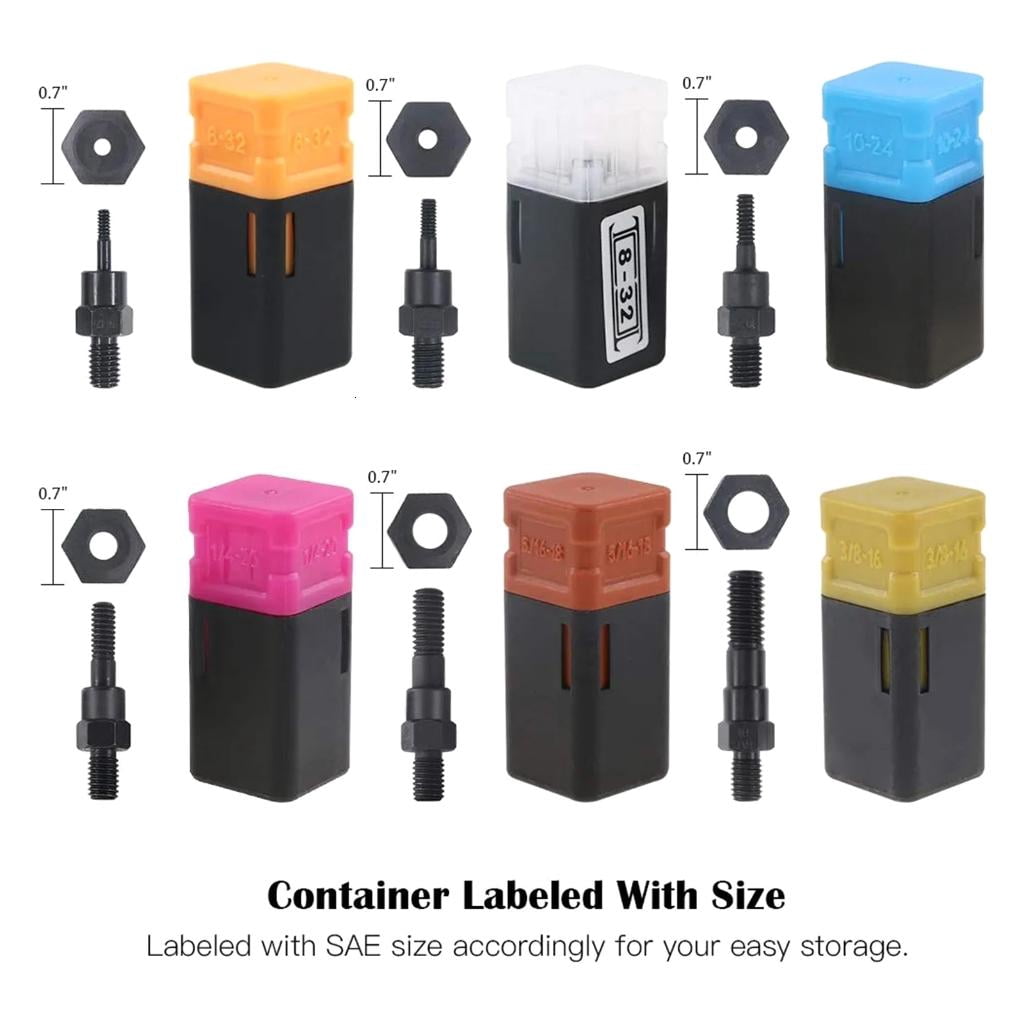 lanema 6PCS Rivet Nut Mandrel and Nose Piece Riveter Tip Spare Part 6-32 8-32 10-24 1/4-20 5/16-18 3/8-16 Assorted