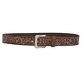 thumbnail image 2 of Snap On 1 1/2" Soft Hand Vintage Cowhide Full Grain Leather Floral Embossed Rivet Studded Casual Belt, 2 of 3