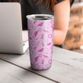 thumbnail image 4 of 20oz Tumblers Pink Breast Cancer Awareness Pattern Stainless Steel Vacuum Insulated Double Wall Travel Tumbler Cups Mug with Lid and Straw,Cleaning Brush for Cold & Hot Drinks, 4 of 7