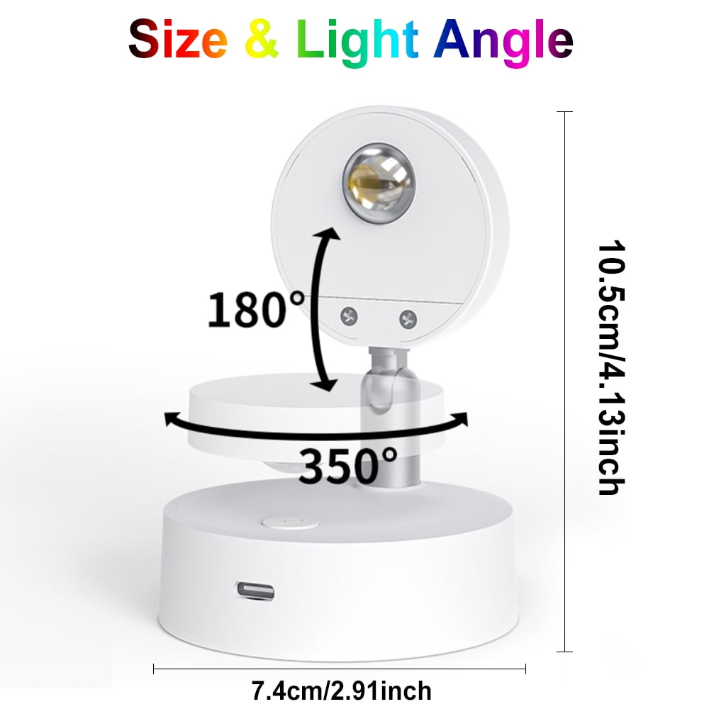 Wireless RGB Remote Control Spotlight Rechargeable Accent Lights LED Puck Light Dimmable Timer Uplight with Magnet Stick-on Anywhere for Lighting Up Painting Picture Artwork Closet Showcase,4Pack