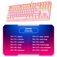 thumbnail image 3 of Cateissary Teclado mecánico Punk, teclado con cable USB de 87 teclas con retroiluminación, teclado para ordenador portátil para juegos de oficina Juegos de teclado y mouse para computadora Rosado, 3 of 6