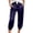 Dark Blue, variant on felwors Women's Satin Capri Joggers High Rise Cropped Lounge Pants with Elastic Cuffs Pockets（Dark Blue， L）