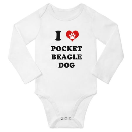 

I Heart Pocket Beagle Dog Baby Long Romper (White 18-24 Months)