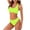 #0042-Green, variant on Womens Solid Color Backless Two Piece Bikini Wave Trim Padded Wireless 4 Way Stretch Quick Dry for Beach Pool Summer Outdoor Leisure