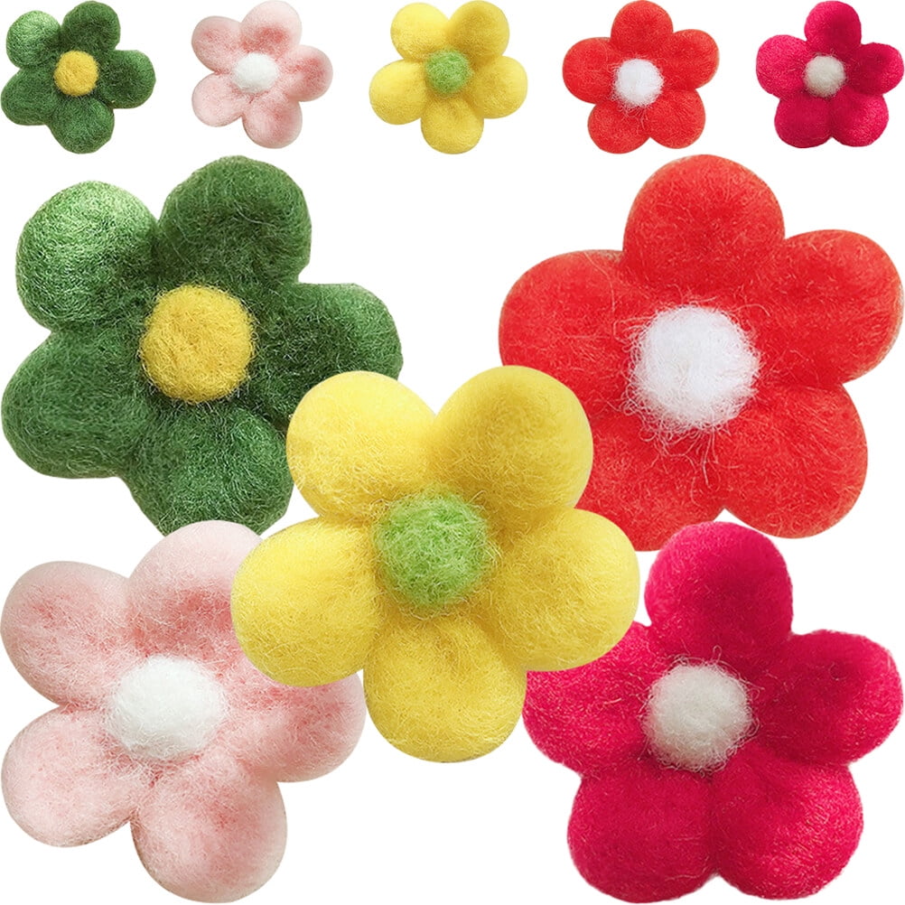 Angoily Felt Flowers for Crafts Wool Felt Five-Petal Flower Wool Felt Balls  Small Flowers for Crafts Decore Crafts Accessory Craft Flowers Ornament