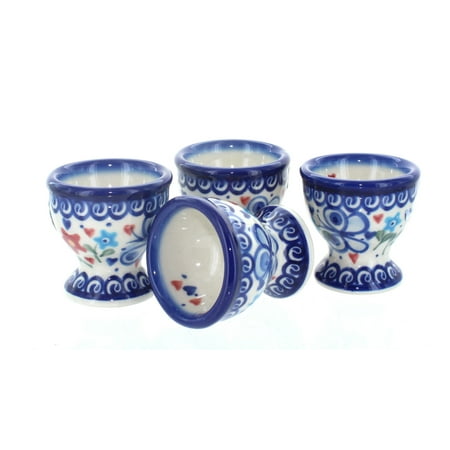 

Blue Rose Polish Pottery Butterfly Egg Cup Set