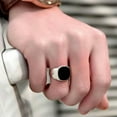 thumbnail image 5 of K-KED Men Big Square Solid Polished Alloy Metal Finger Band Biker Signet Ring Jewelry-Silver-11, 5 of 9
