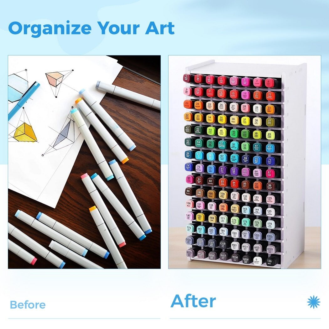 Marker Storage Rack with 120 Slots, Stacked Marker Holder, Multifunctional Pen Stand for Markers, Art Brushes