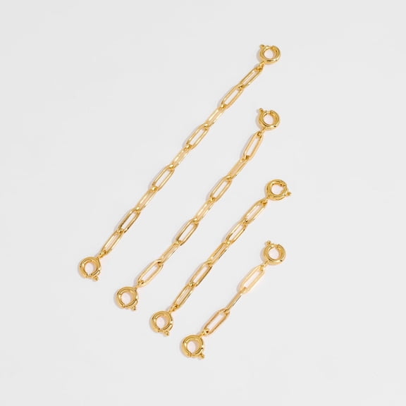 DESIGNICE 4Pcs Paperclip Necklace Extender Chain,Gold Plated Copper Necklace Bracelet Ankle Adjustable Extender
