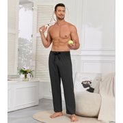 ANLIQI Mens Pajama Pants Rayon Made from Bamboo Soft Comfy Lounge Bottoms with Pockets 2 Pack (2Black, XL)