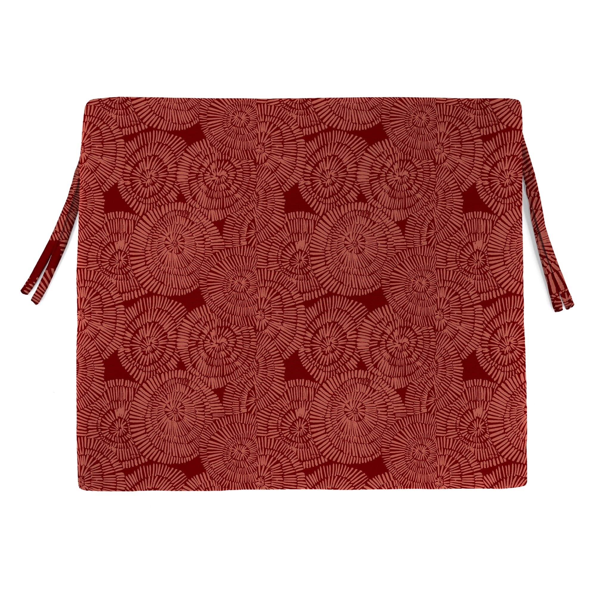 Jordan Manufacturing 17" x 19" Crossway Mulberry Burgundy Ikat Rectangular Outdoor Chair Pad Seat Cushion with Ties (2 Pack)