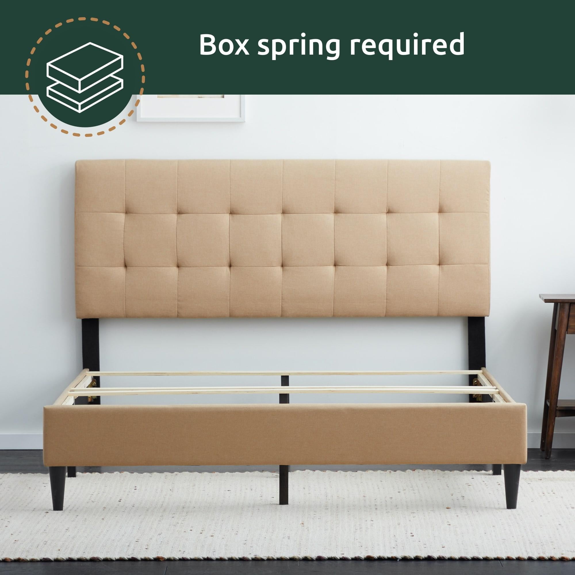 Rest Haven Gresham Tufted Upholstered Bed, King, Beige (Box Spring Required)
