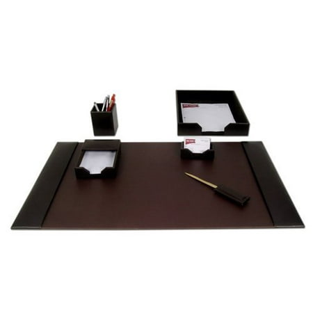Dacasso Bonded Leather 6-Piece Desk Set, Dark Brown (D3601) | Walmart