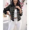 thumbnail image 6 of ChicMe Women's Denim Jackets Button up Stand Collar Long Sleeve Jeans Jacket Casual Lightweight Fall Coat Gray-XL, 6 of 8