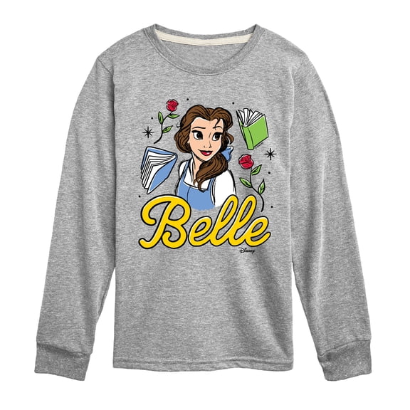 Disney - Belle & Books - Youth Boys Long Sleeve Graphic T-Shirt