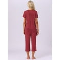 thumbnail image 4 of DARING DIVA Capri Pajamas Set Button Up Sleepwear V Neck 2 Piece Pjs XS Red, 4 of 7