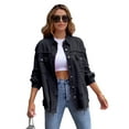 thumbnail image 5 of Aria Romance Women's Oversized Distressed Denim Shacket - Long Sleeve Button Down Lapel Jacket & Coat S-2XL, 5 of 12