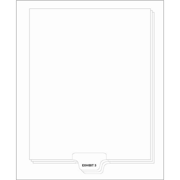 Letter Size Tab Divider, Bottom Exhibit Tab 3, 25 Count, 2/Sets