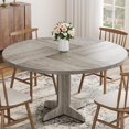 thumbnail image 1 of Round Dining Table for 4, 47 Inches Dining Room Table with Wooden Base, Circle Kitchen Dinner Table for Dining Room, Kitchen, Living Room (Table Only), Grey, 1 of 7