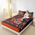 thumbnail image 4 of jejeloiu Football Sport Games Bed Sheets,Deepblue Orange Helmet King Sheets For Kids 4 Pieces, 4 of 7